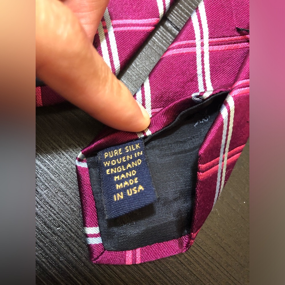 Brooks Brothers Pink and White Plaid Tie - Picture 5 of 5